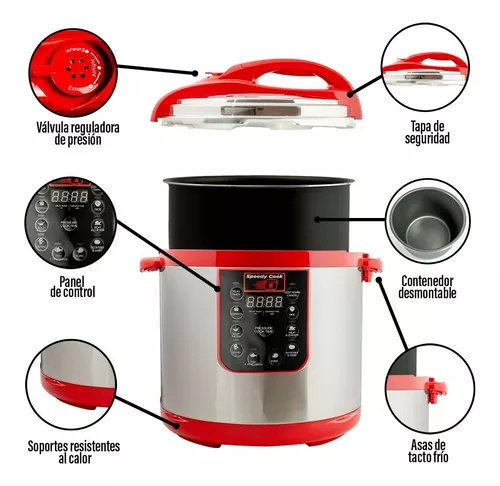 Foto 8 | Olla De Presion Speedy Cook Multifuncional 6 En 1 9.7 Litros Rojo