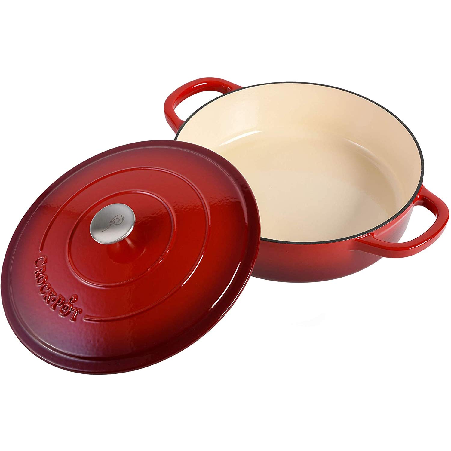 Foto 4 pulgar | Olla De Barro Braiser Crock-pot De Hierro Fundido Esmaltado Artesanal De 5 Litros, Color Rojo - Venta Internacional.