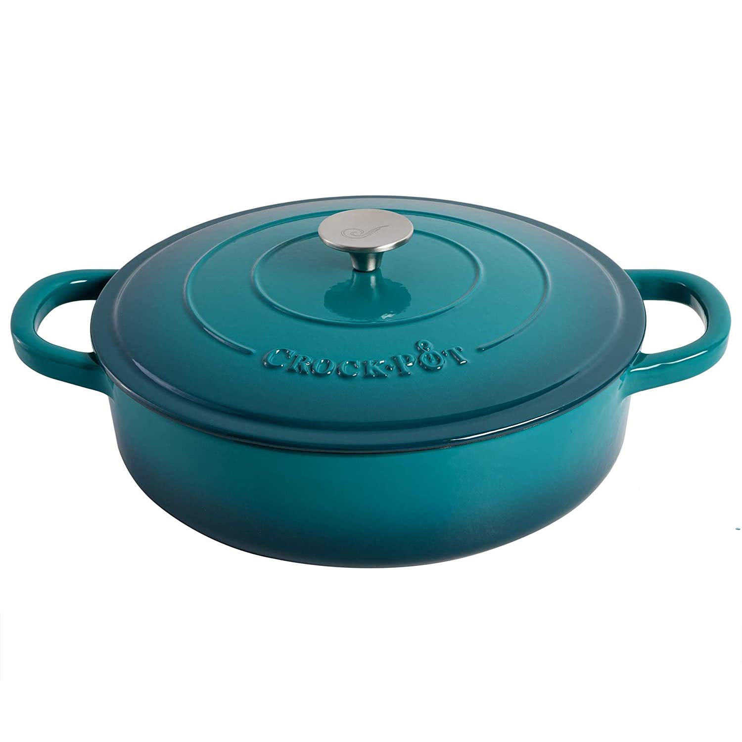 Olla Braiser Crock-pot De Hierro Fundido Esmaltado Artesanal, 5 Litros, Verde Azulado - Venta Internacional.