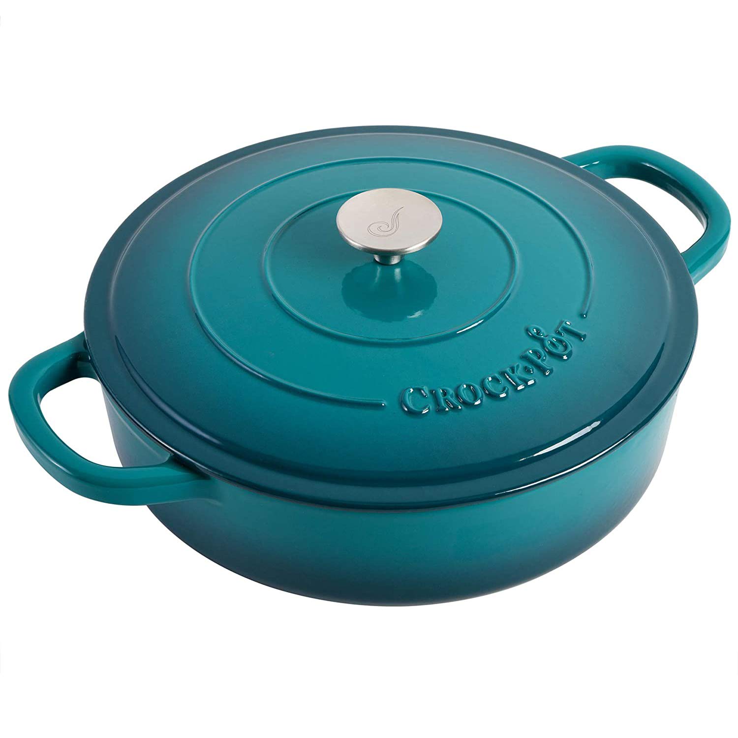 Foto 2 | Olla Braiser Crock-pot De Hierro Fundido Esmaltado Artesanal, 5 Litros, Verde Azulado - Venta Internacional.