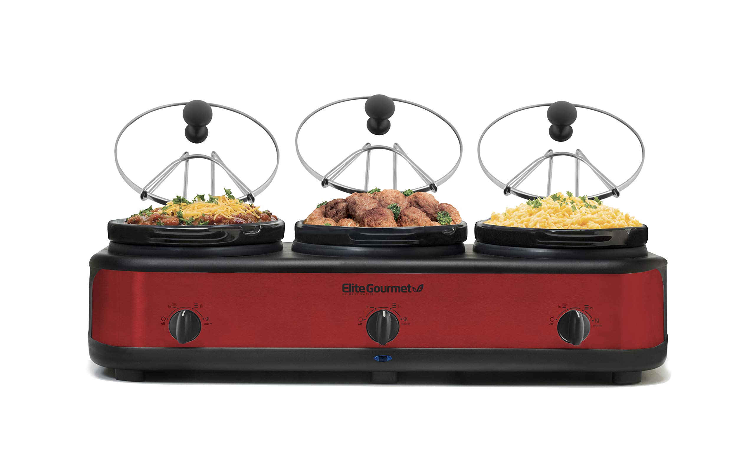 Servidor De Buffet Triple En Olla De Cocción Lenta Elite Gourmet Ewmst-325r - Venta Internacional.