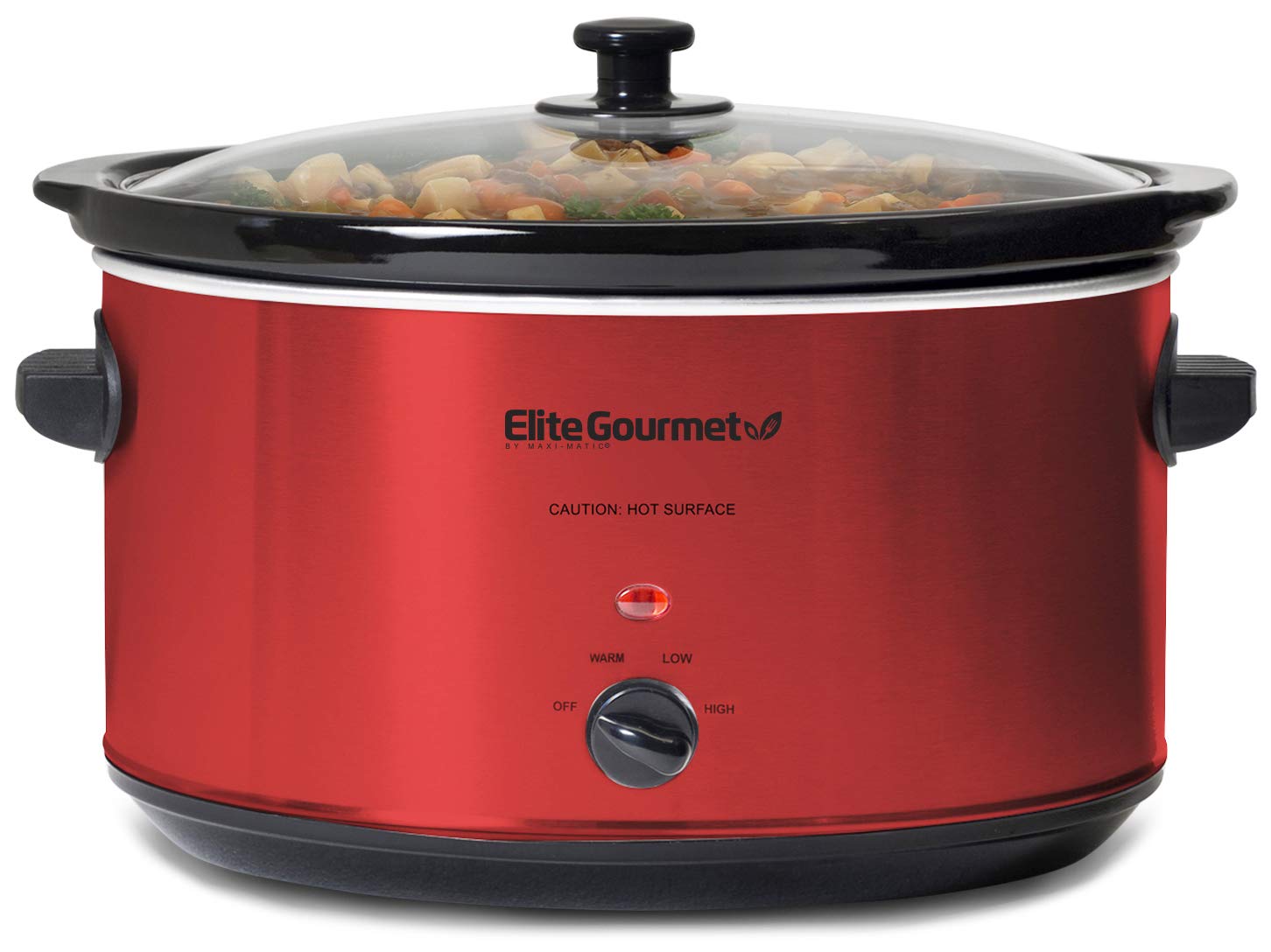 Olla De Cocción Lenta Elite Gourmet Mst-900rxt# Eléctrica De 8.5 Cuartos De Galón, Color Rojo Metálico - Venta