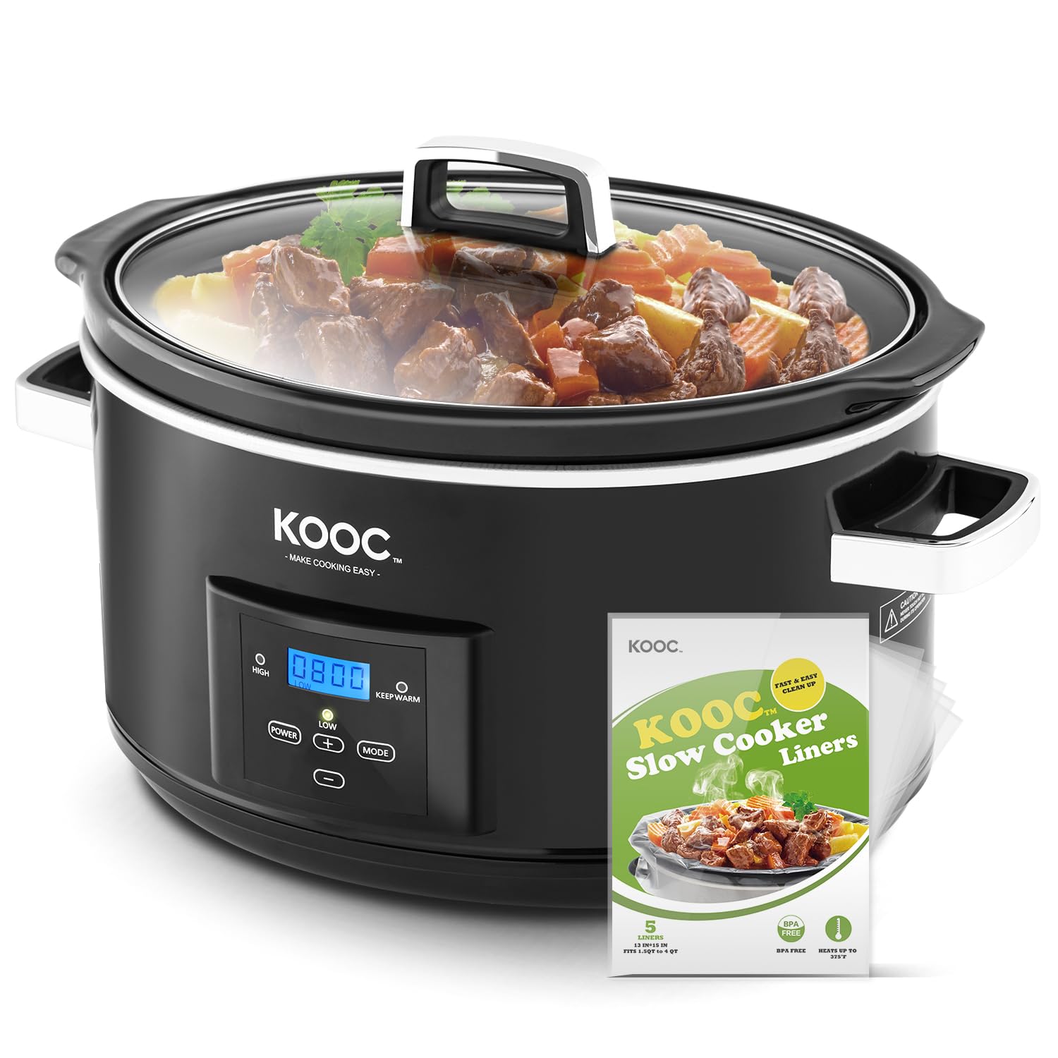 [olla De Cocción Lenta] Olla De Cocción Lenta Programable Kooc De 8.5 L Con Temporizador Y Forros - Venta Internaciona $3,128
