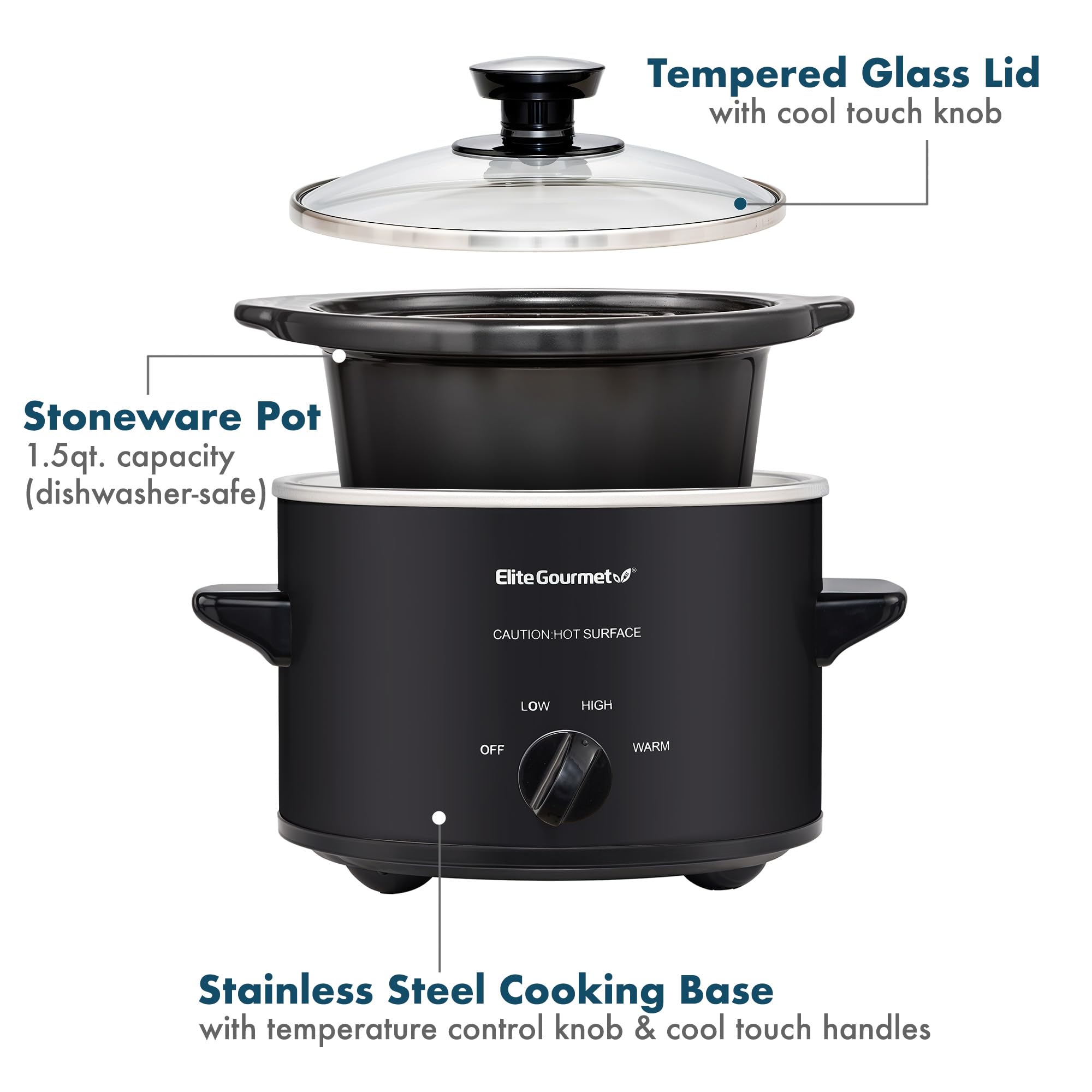 Foto 5 | Olla de Cocción Lenta Elite Gourmet MST-250XB de Cerámica 1,5 L Negro - Venta Internacional