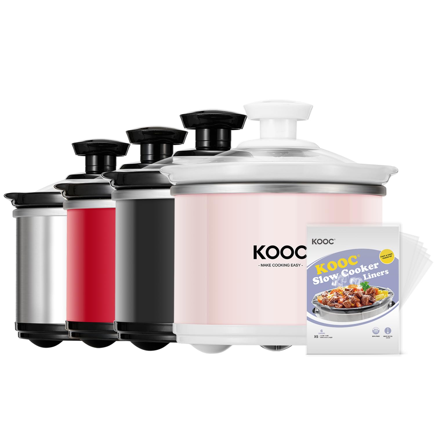 Foto 2 pulgar | Olla Pequeña De Cerámica Kooc Slow Cooker De Acero Inoxidable De 0,65 L, Color Rosa - Venta Internacional.