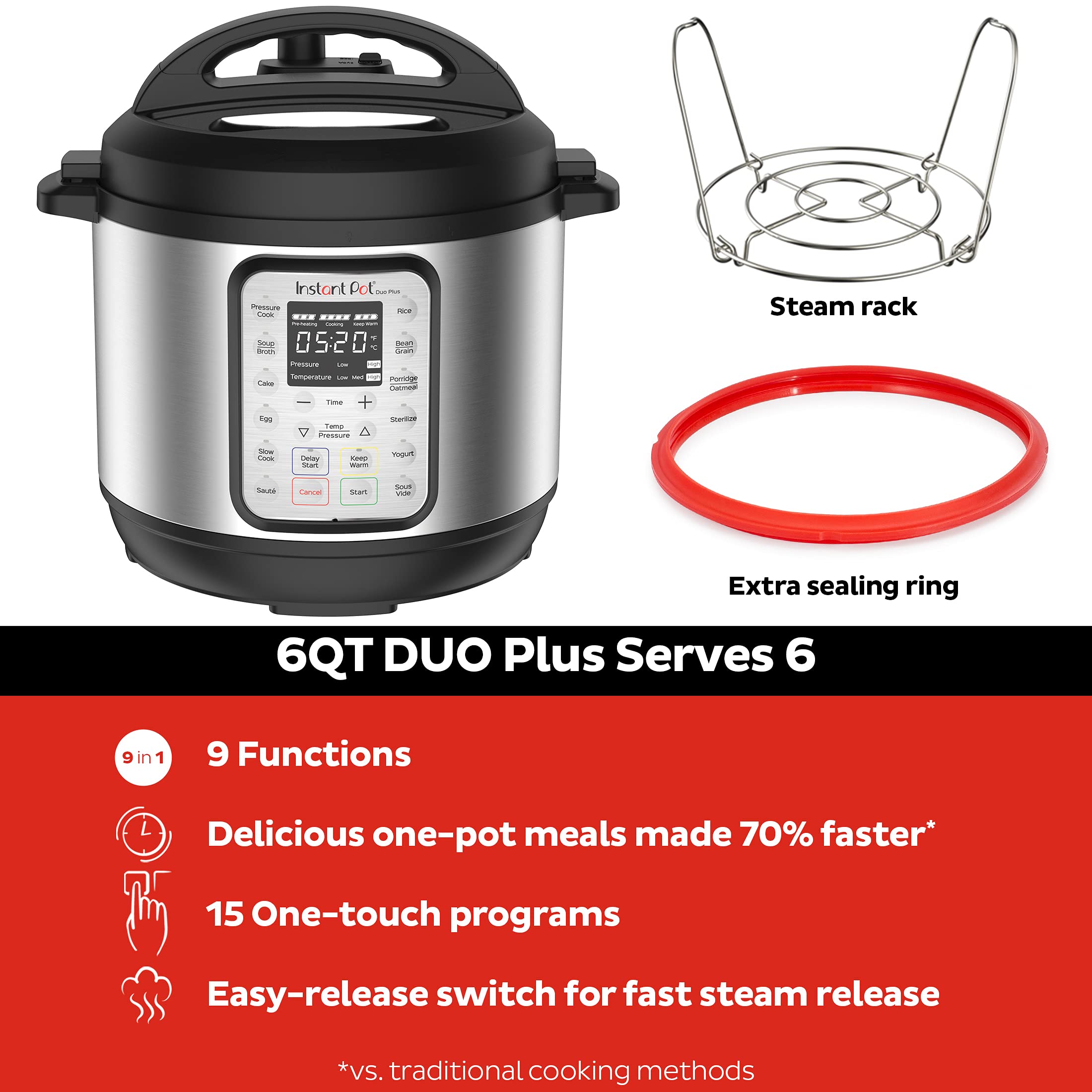 Foto 4 pulgar | Olla A Presión Eléctrica Instant Pot Duo Plus 9 En 1 De 6 Litros - Venta Internacional.