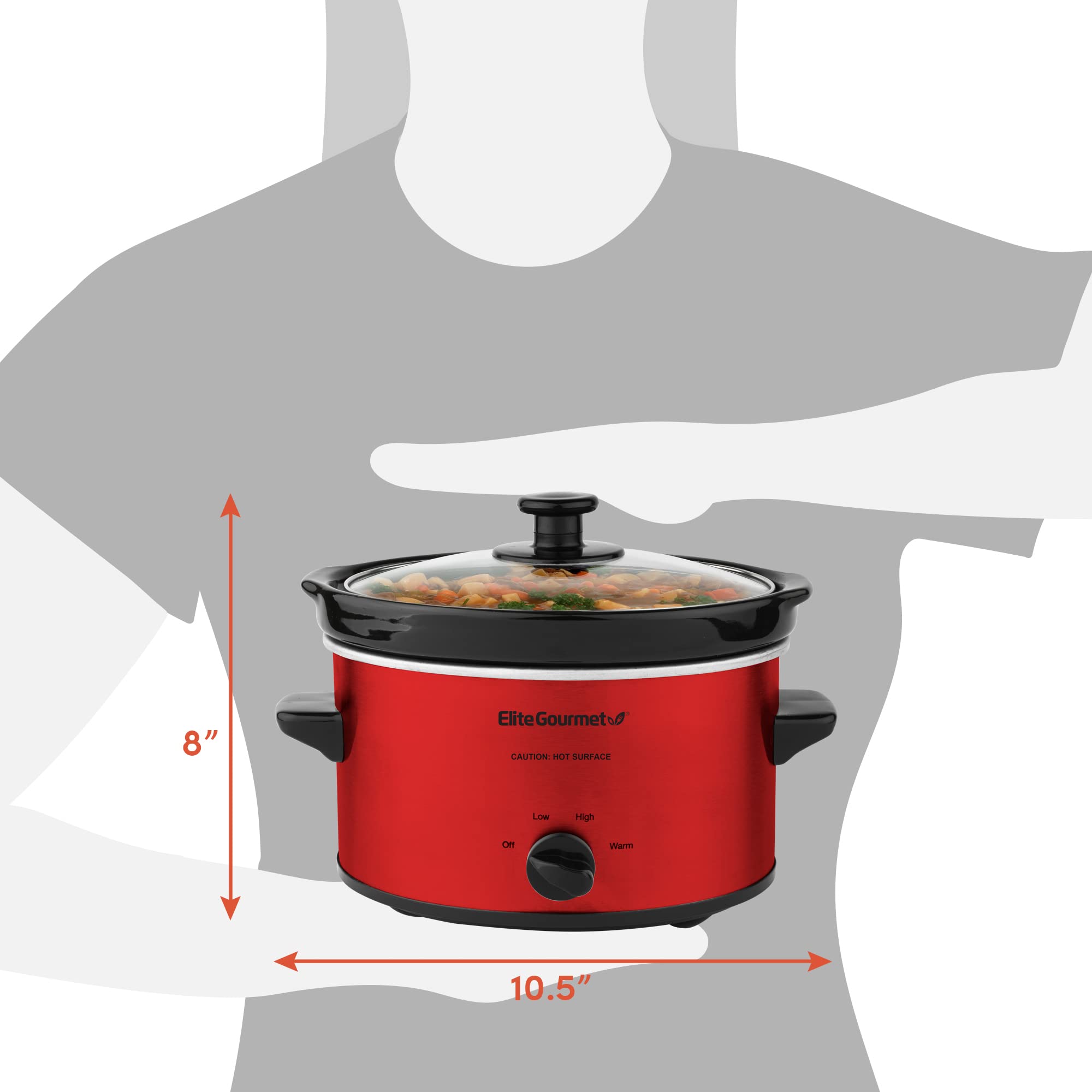 Foto 8 pulgar | Olla De Cocción Lenta Elite Gourmet Mst-275xr# Eléctrica, 2 L, Color Rojo Metalizado - Venta Internacional.