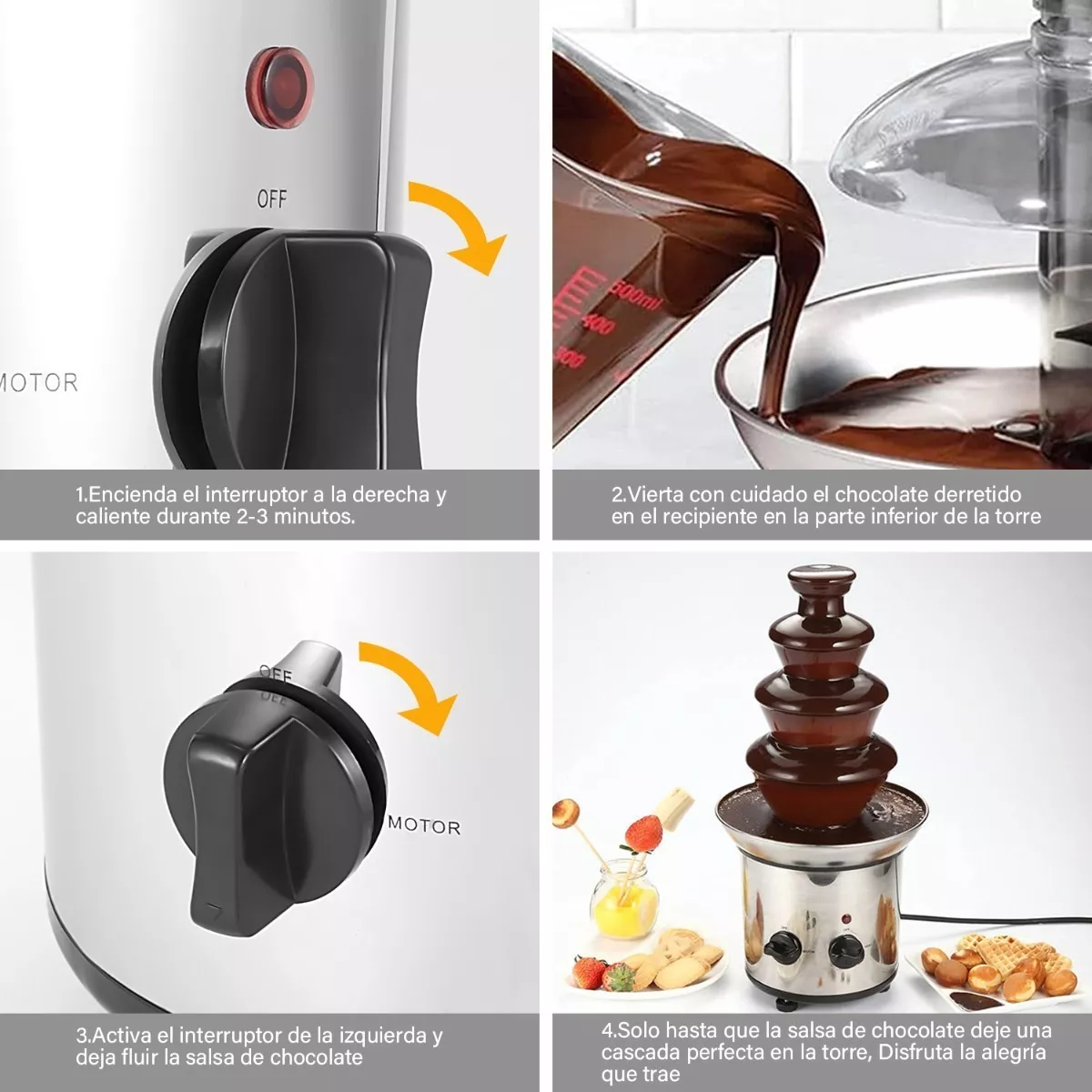 Foto 4 | Fuente de Chocolate de 4 Capas Belug color Plata
