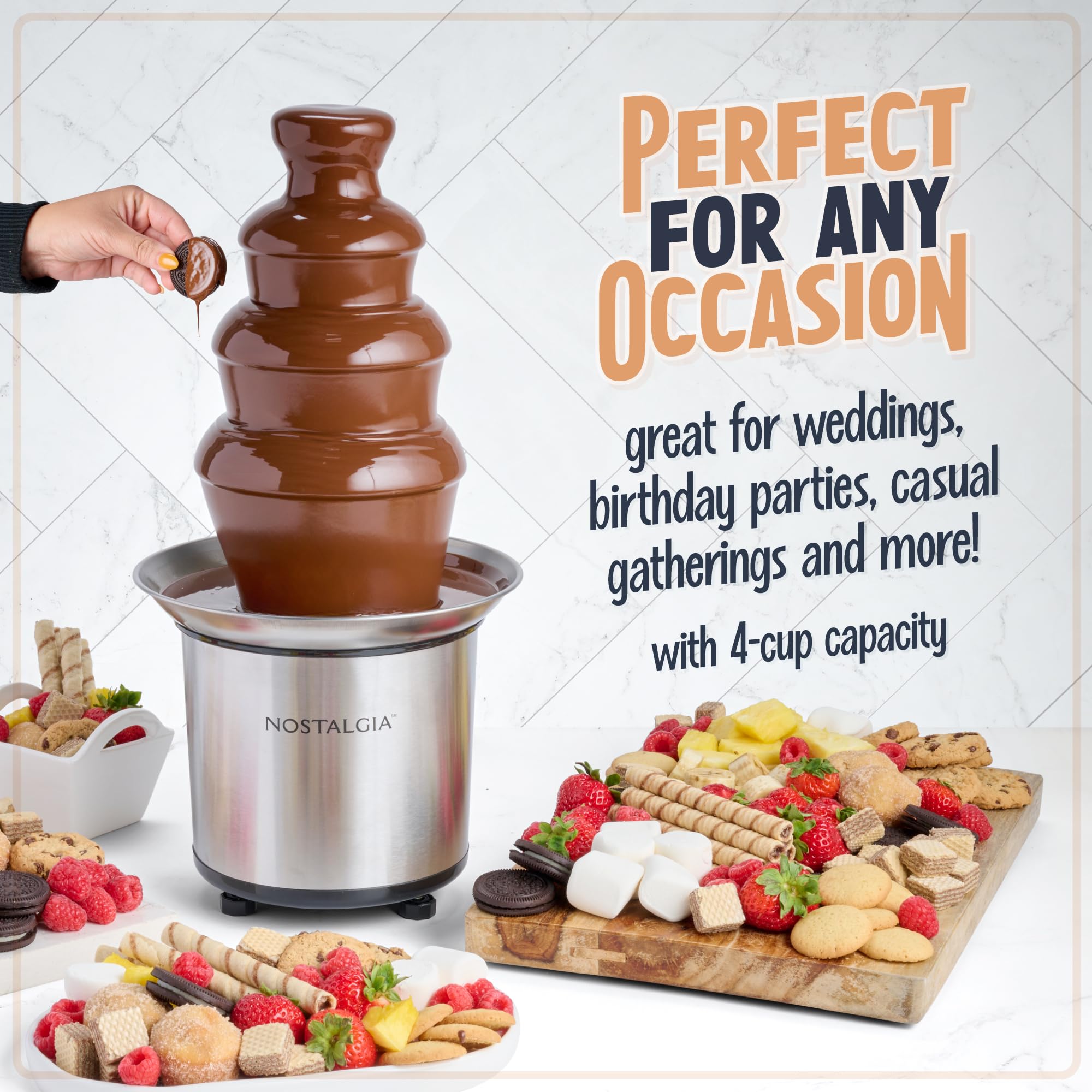 Foto 5 pulgar | Chocolate Fondue Fountain Nostalgia 4 Niveles 950 ml Acero Inoxidable - Venta Internacional