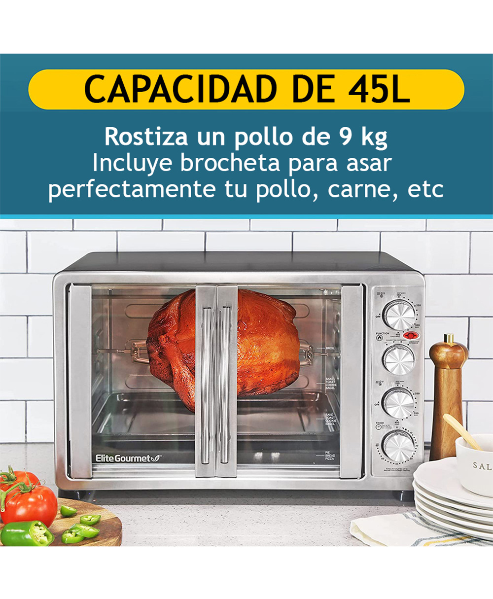 Foto 3 pulgar | Horno Elite Gourmet ETO-4510B color Plata 45 L