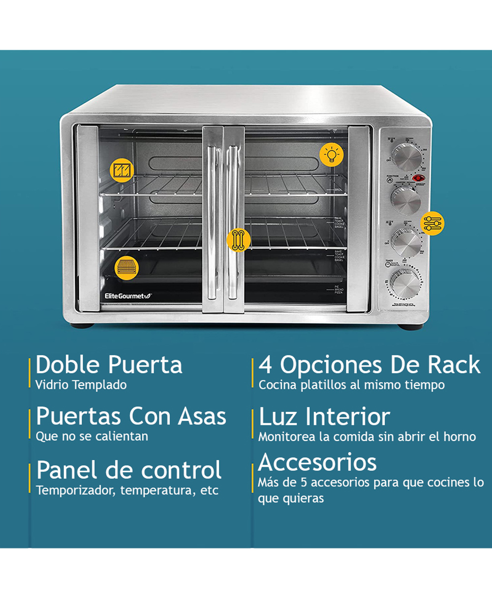 Foto 5 pulgar | Horno Elite Gourmet ETO-4510B color Plata 45 L