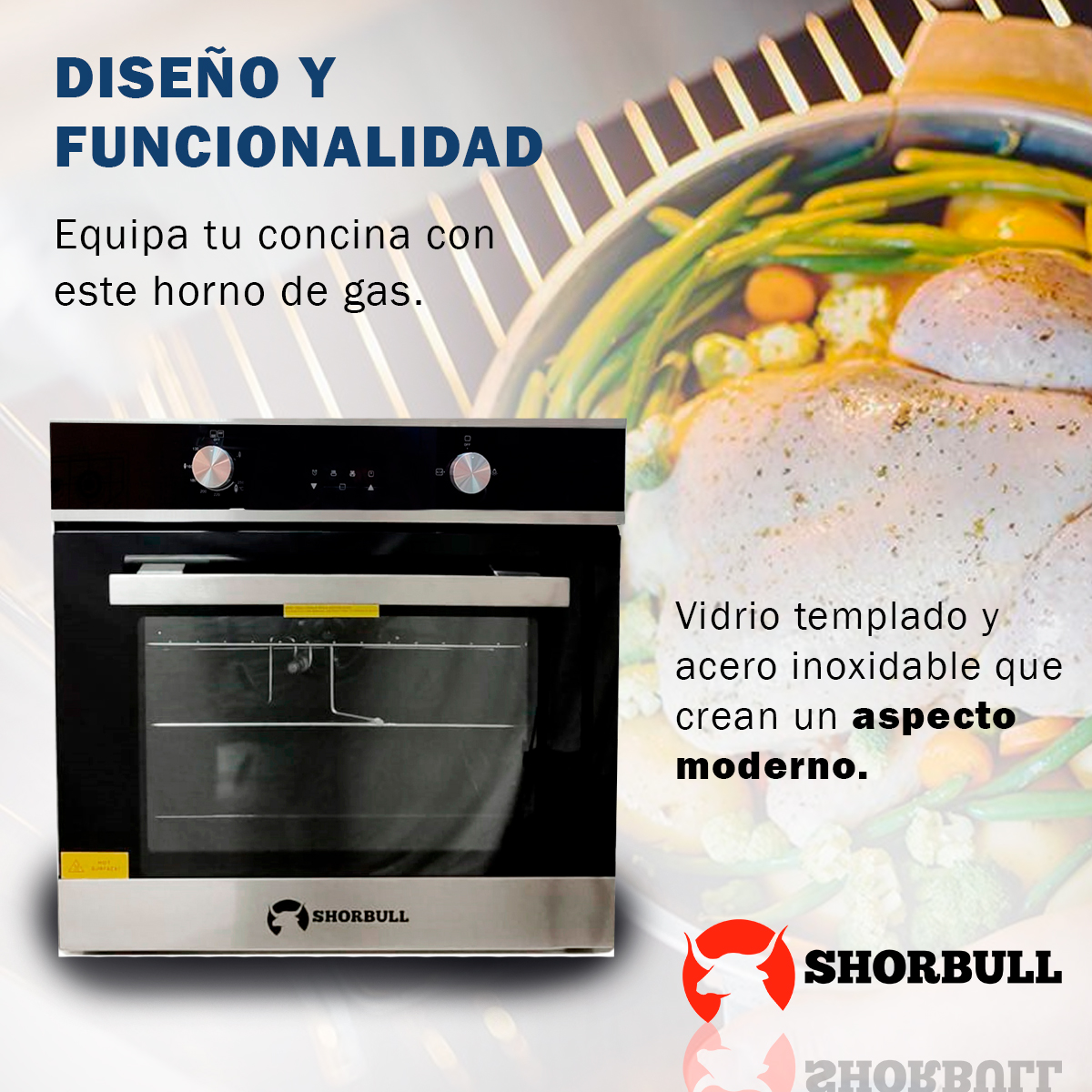 Foto 6 pulgar | Horno Empotrable de Gas Shorbull Negro 65l Convección