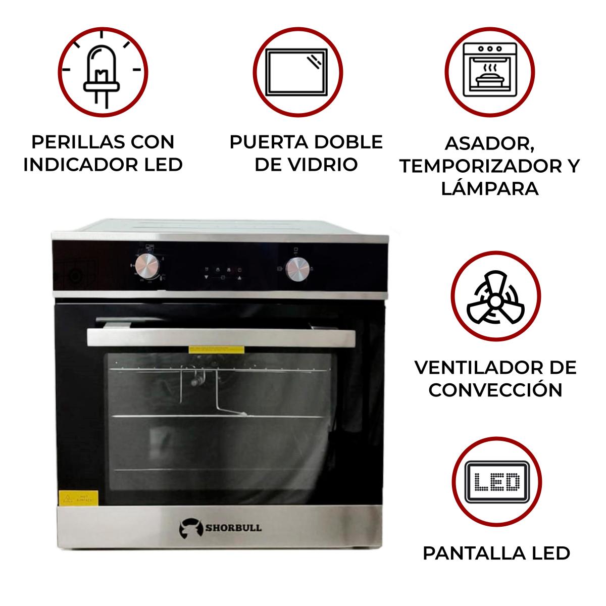 Foto 7 pulgar | Horno Empotrable de Gas Shorbull Negro 65l Convección