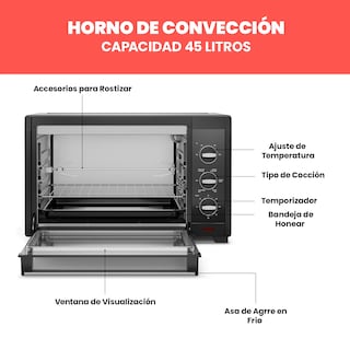 Foto 3 | Horno Tostador Chefman de Convección XXL 45l 5 en 1 Negro