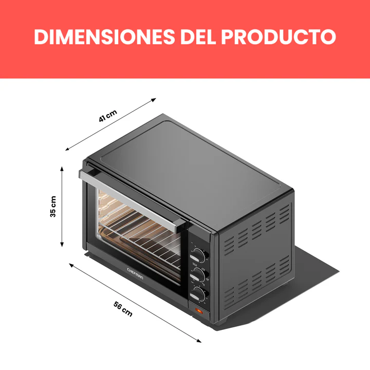 Foto 8 | Horno Tostador Chefman de Convección XXL 45l 5 en 1 Negro