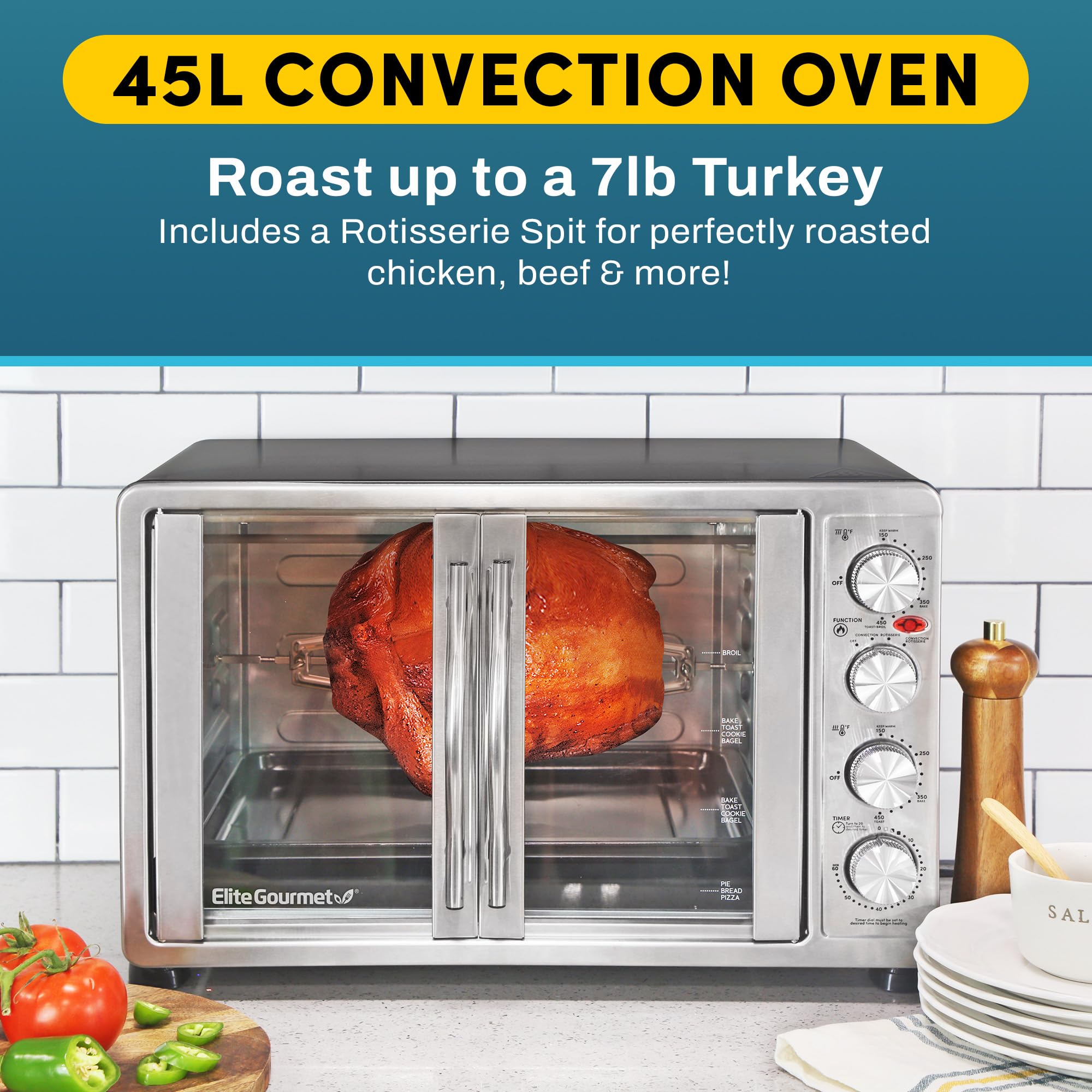 Foto 4 pulgar | Horno de Convección Elite Gourmet de 45 L-Venta Internacional