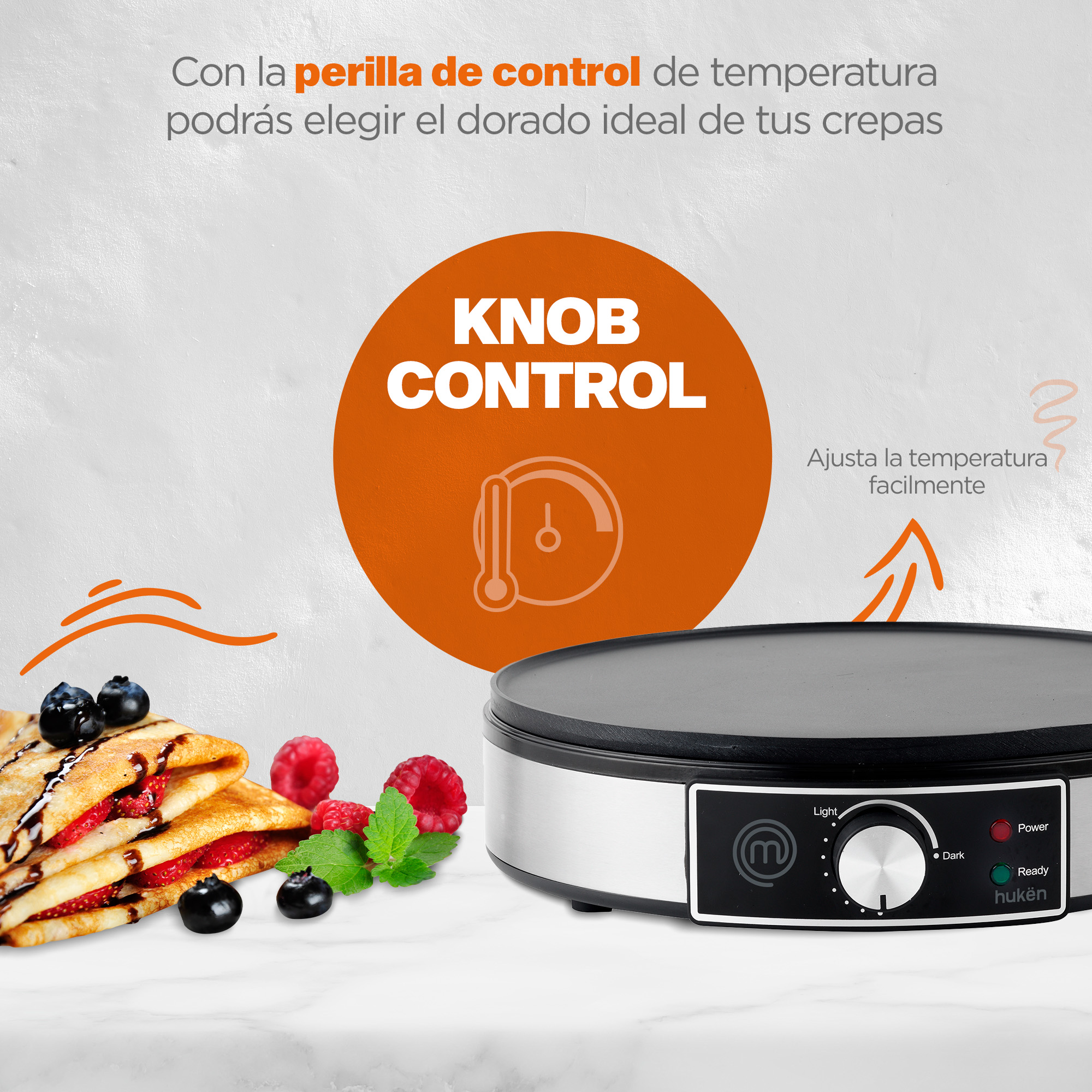 Foto 4 pulgar | Crepera Eléctrica Heat+ Premium Acero MasterChef color Plata