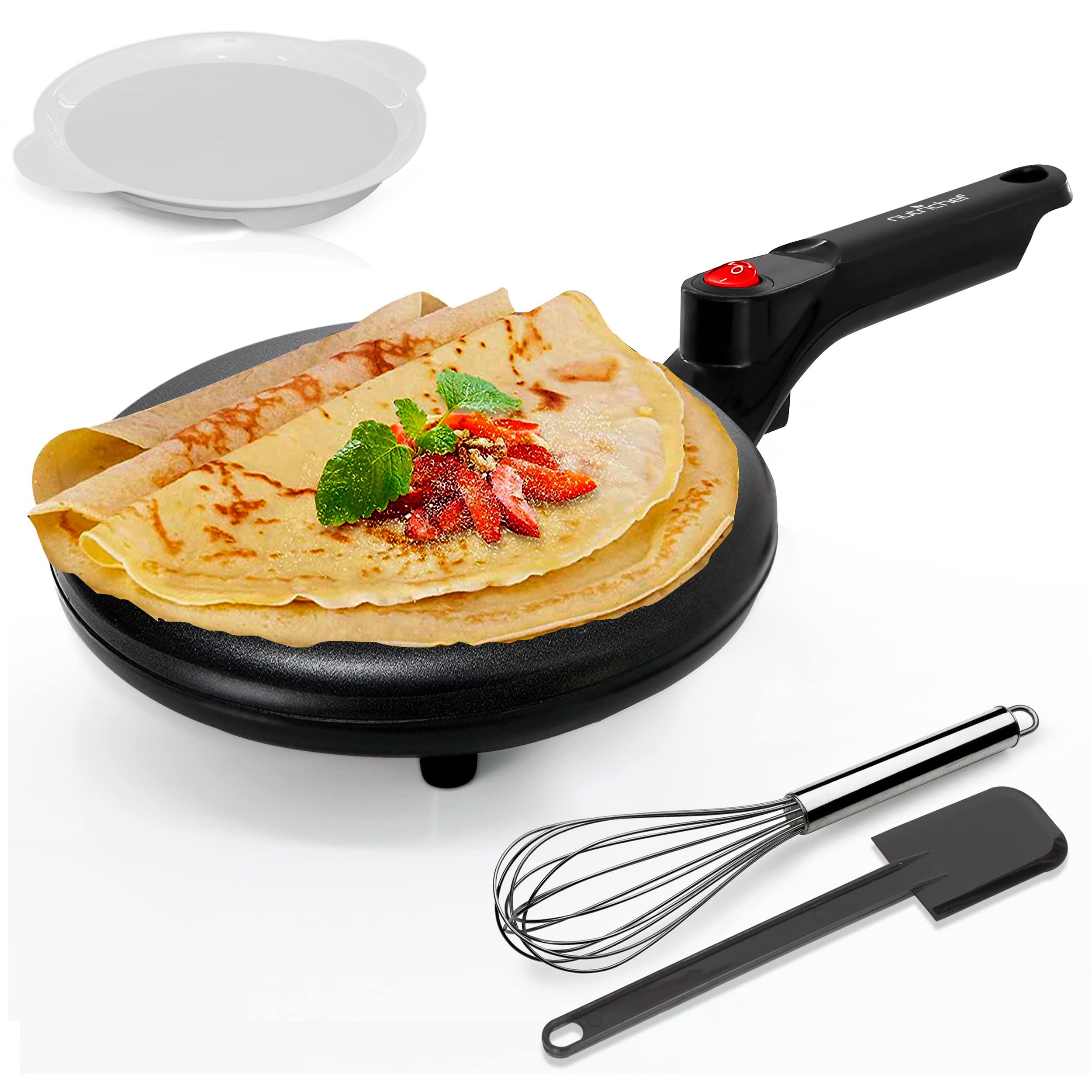 Crepera Eléctrica NutriChef Antiadherente 20 cm con Accesorios - Venta Internacional