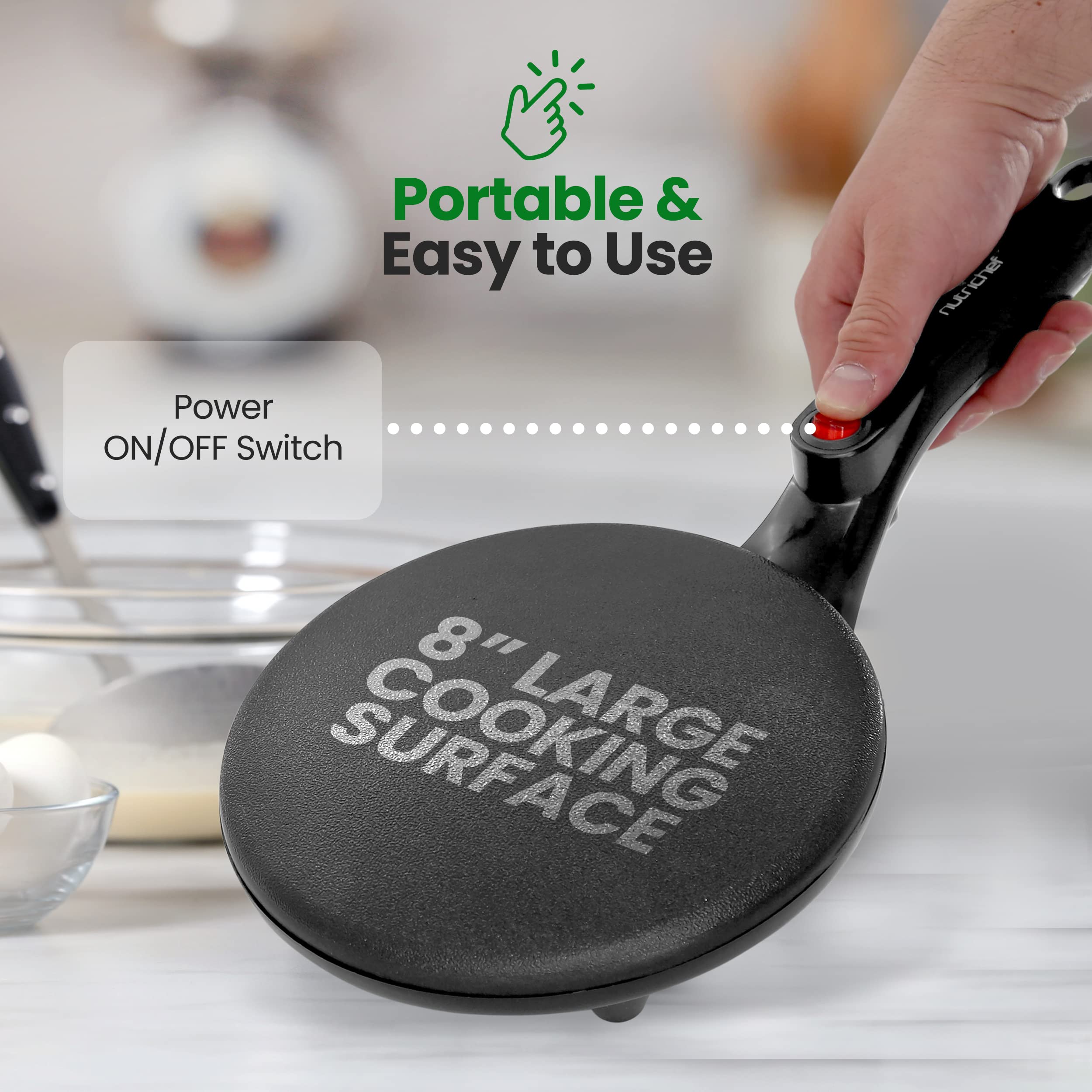 Foto 5 pulgar | Crepera Eléctrica NutriChef Antiadherente 20 cm con Accesorios - Venta Internacional