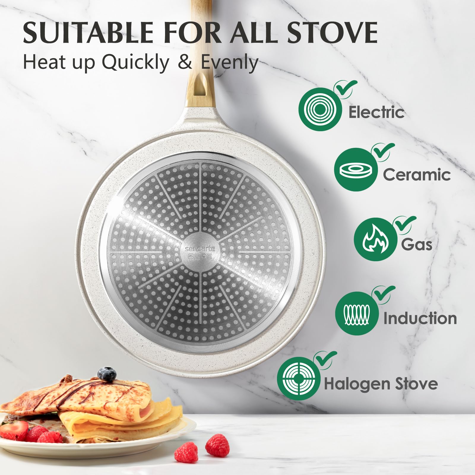 Foto 5 pulgar | Sartén para Crepas Sensarte Antiadherente de 26 cm con Revestimiento Cerámico Esparcidor - Venta Internacional