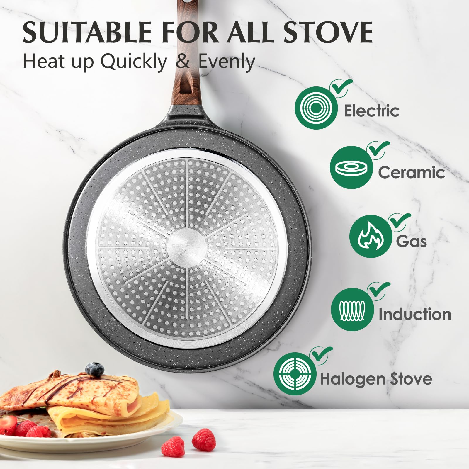 Foto 5 pulgar | Sartén para Crepas Sensarte Antiadherente Granito Suizo 26 Cm - Venta Internacional