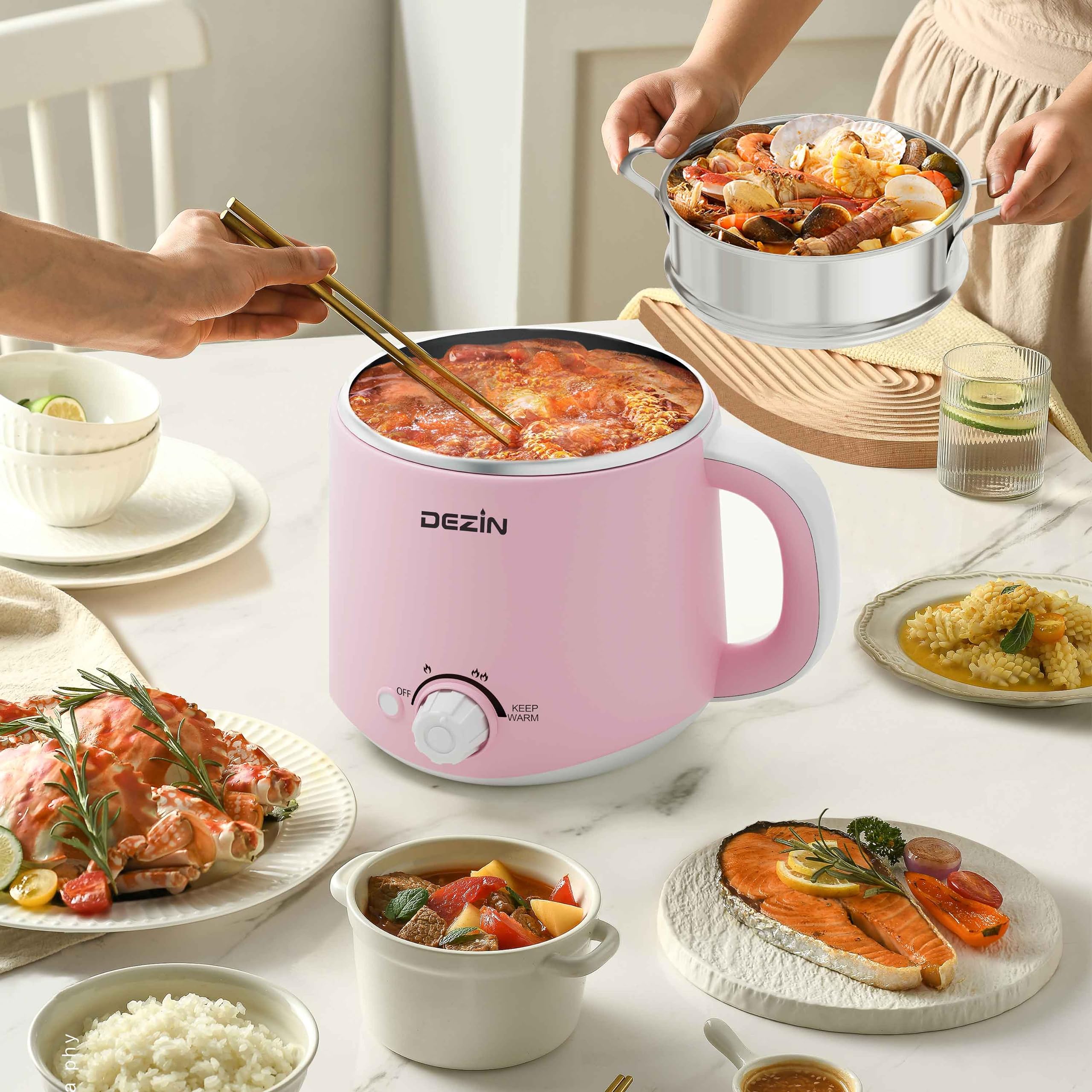 Foto 4 | Olla Eléctrica Dezin De 1,6 L Con Vaporizador De Acero Inoxidable - Venta Internacional.