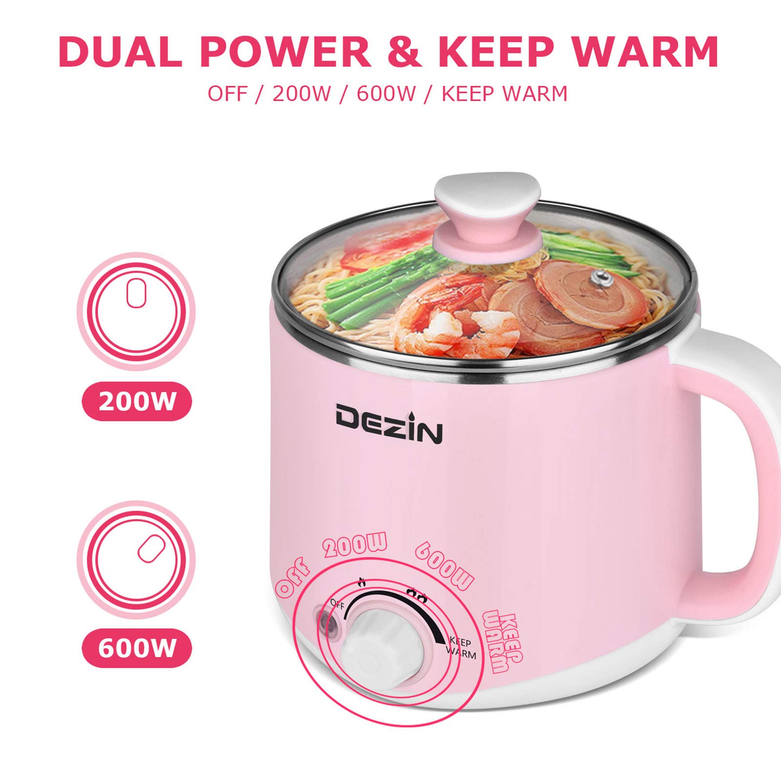 Foto 6 pulgar | Olla Eléctrica Dezin De 1,6 L Con Vaporizador De Acero Inoxidable - Venta Internacional.