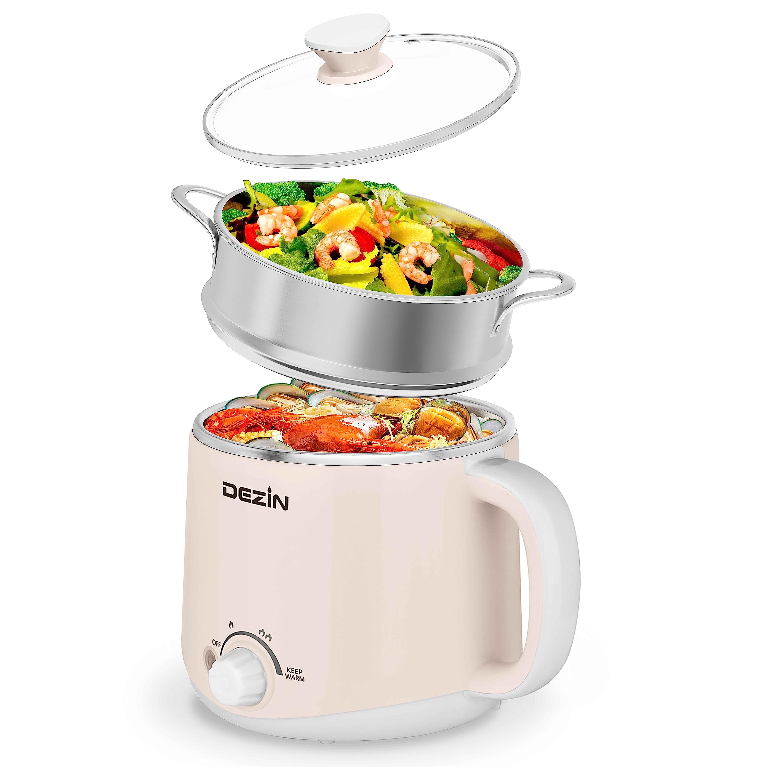 Olla Eléctrica Dezin Rapid Noodles Cooker 1.6 L Con Vaporizador - Venta Internacional.