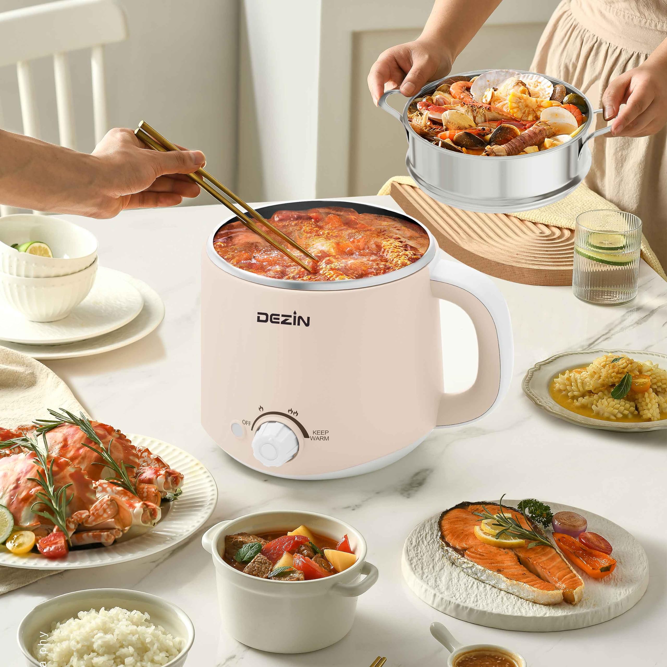 Foto 5 pulgar | Olla Eléctrica Dezin Rapid Noodles Cooker 1.6 L Con Vaporizador - Venta Internacional.