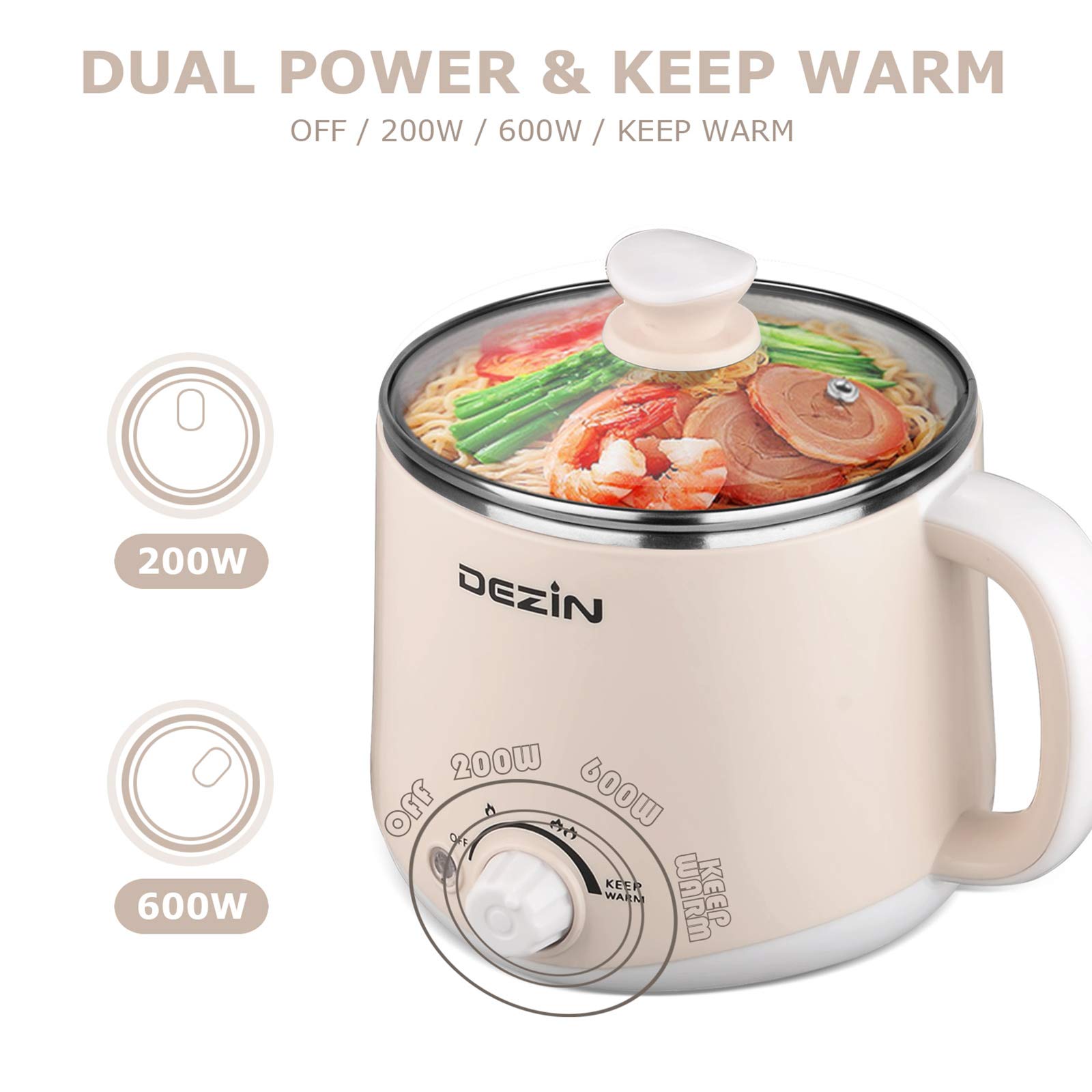 Foto 6 pulgar | Olla Eléctrica Dezin Rapid Noodles Cooker 1.6 L Con Vaporizador - Venta Internacional.