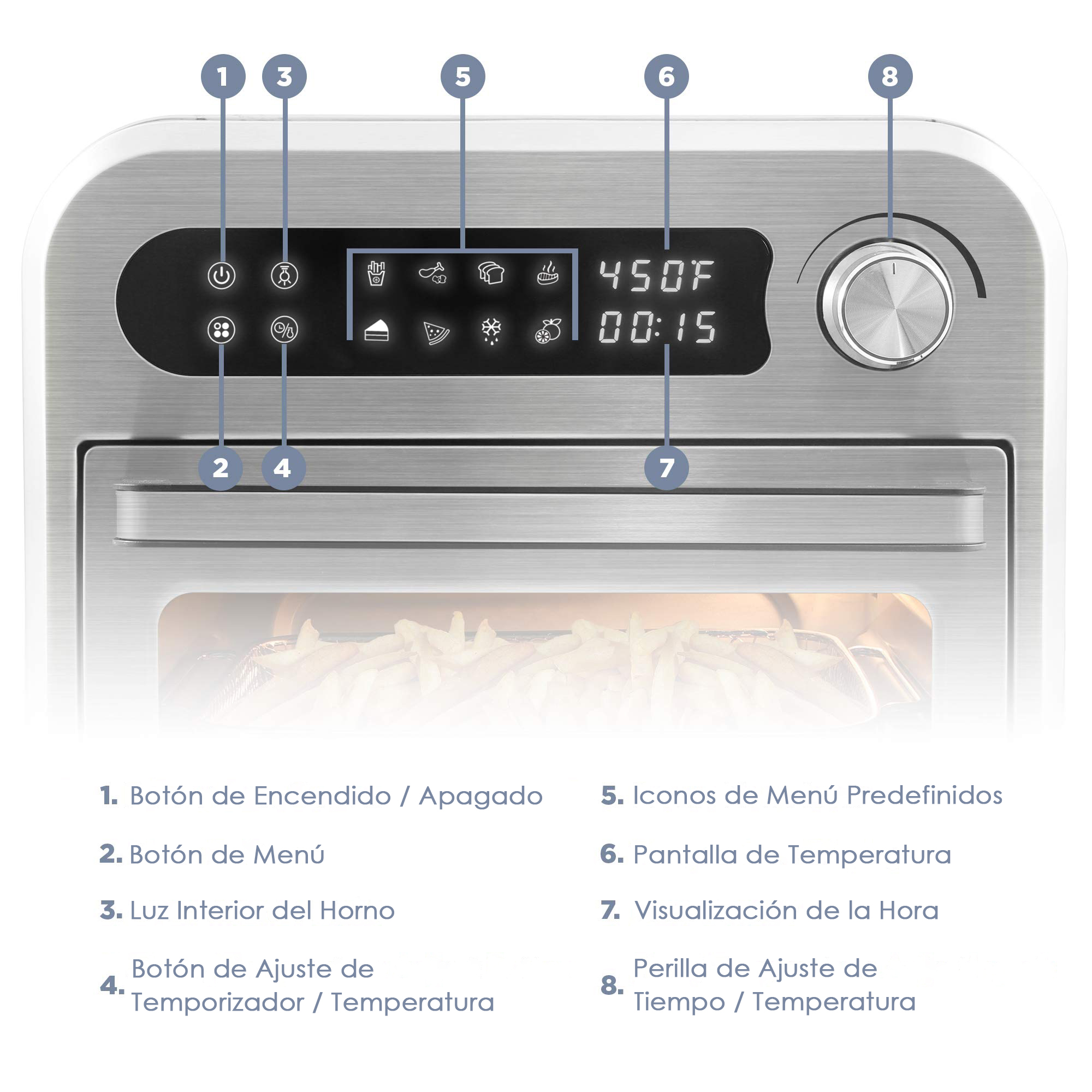 Foto 4 pulgar | Horno Freidor De Aire Elite Digital 10l Gris Modelo EAF1010D