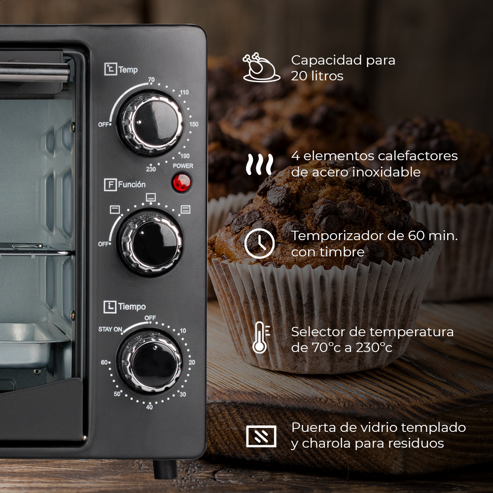 Foto 4 | Horno Tostador Daewoo Dot-1657 de 20 L