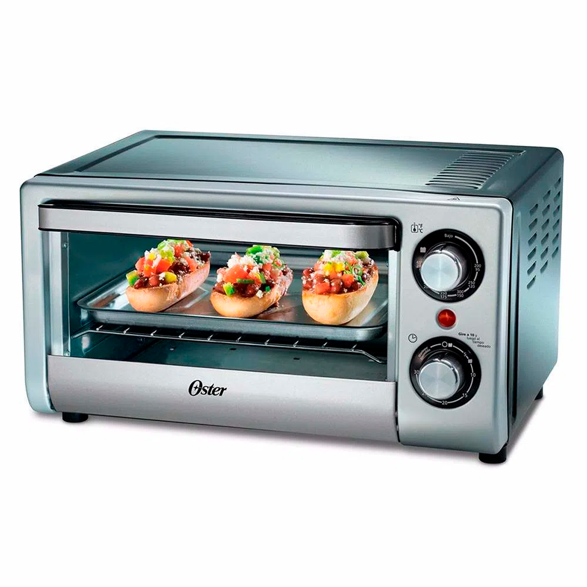 Horno Tostador Eléctrico Oster Compact Tssttv10l 10 L color Plateado