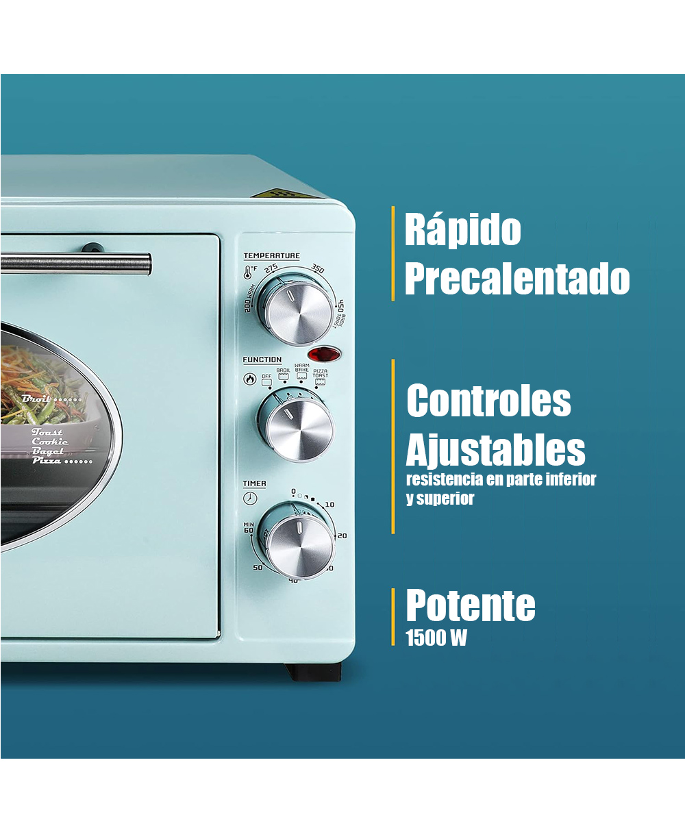 Foto 4 pulgar | Horno Retro Menta Elite Gourmet Eto3300m 33 L 6 Rebanadas