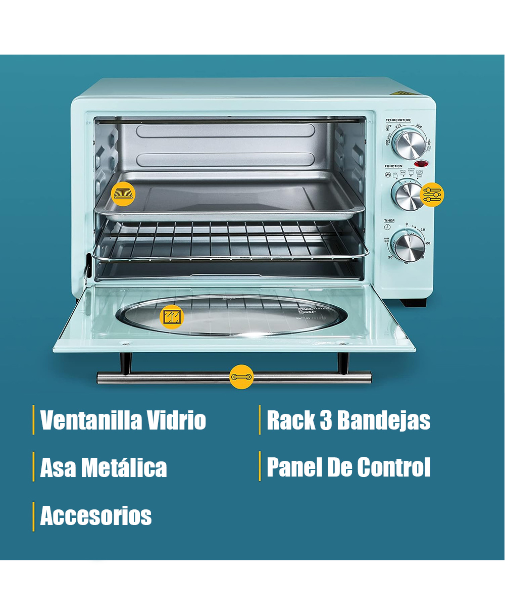 Foto 5 pulgar | Horno Retro Menta Elite Gourmet Eto3300m 33 L 6 Rebanadas