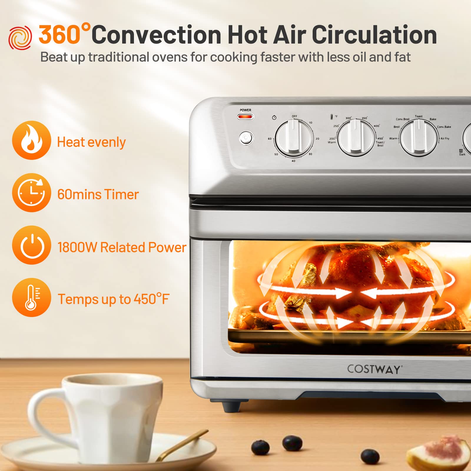 Foto 4 pulgar | Horno Eléctrico Costway de 1800 w-Venta Internacional