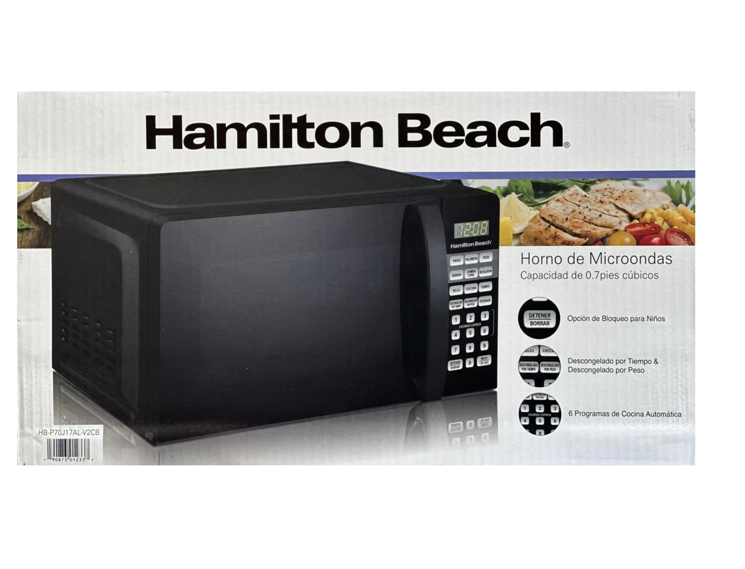 Foto 3 pulgar | Horno de Microondas Hamilton Beach 0.7L Negro con Acabado Espejo