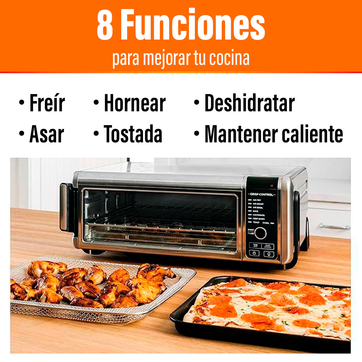 Foto 4 pulgar | Horno Freidora de Aire 9 en 1 Ready Cook de Acero Inoxidable 1800 Watts