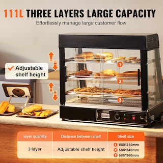 Foto 3 | Pantalla Para Calentar Alimentos Vevor De 3 Niveles, 111 L, 1200 W, Con Luz Y Temperatura - Venta Internacional.