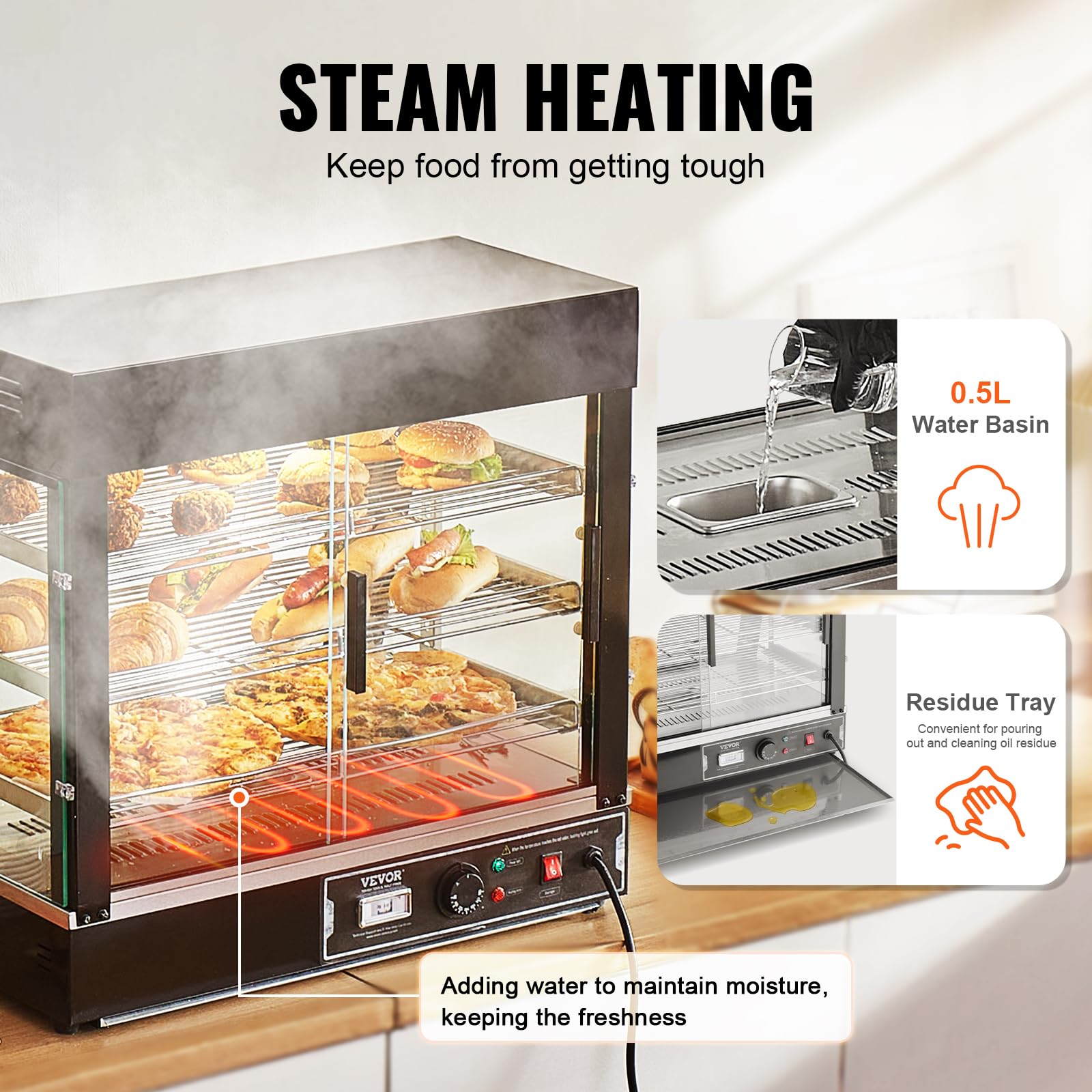Foto 5 pulgar | Pantalla Para Calentar Alimentos Vevor De 3 Niveles, 111 L, 1200 W, Con Luz Y Temperatura - Venta Internacional.