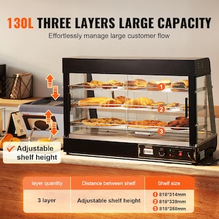 Foto 3 | Pantalla Para Calentar Alimentos Vevor, 3 Niveles, 1500 W, 130 L, Con Luz Y Temperatura - Venta Internacional.