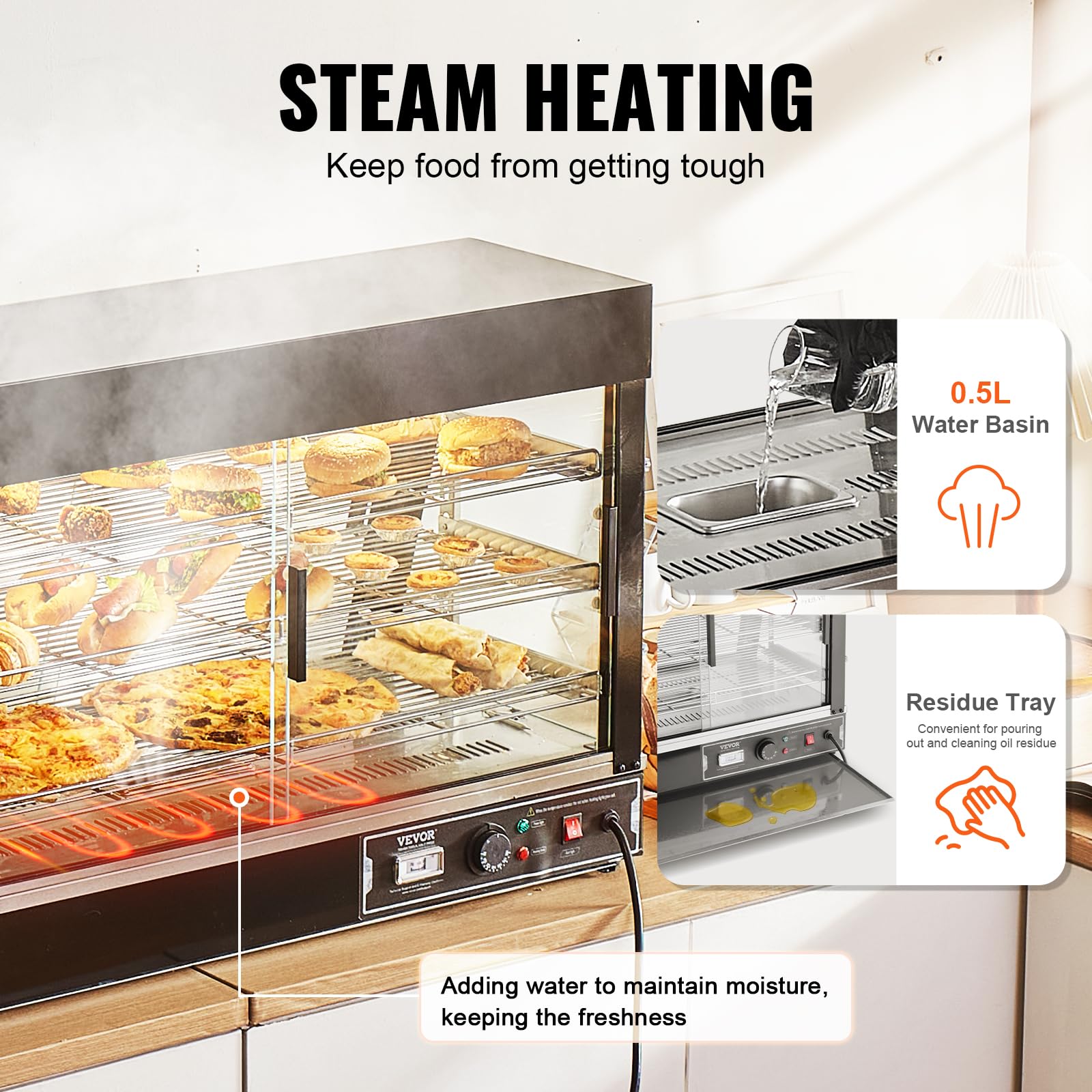 Foto 5 pulgar | Pantalla Para Calentar Alimentos Vevor, 3 Niveles, 1500 W, 130 L, Con Luz Y Temperatura - Venta Internacional.