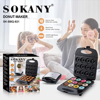 Foto 3 | Máquina Para Hacer Donas Sokany, 1200 W, Sokany Sk-821 Antiadherente, Horneado Por Ambos Lados Para 12 Donas