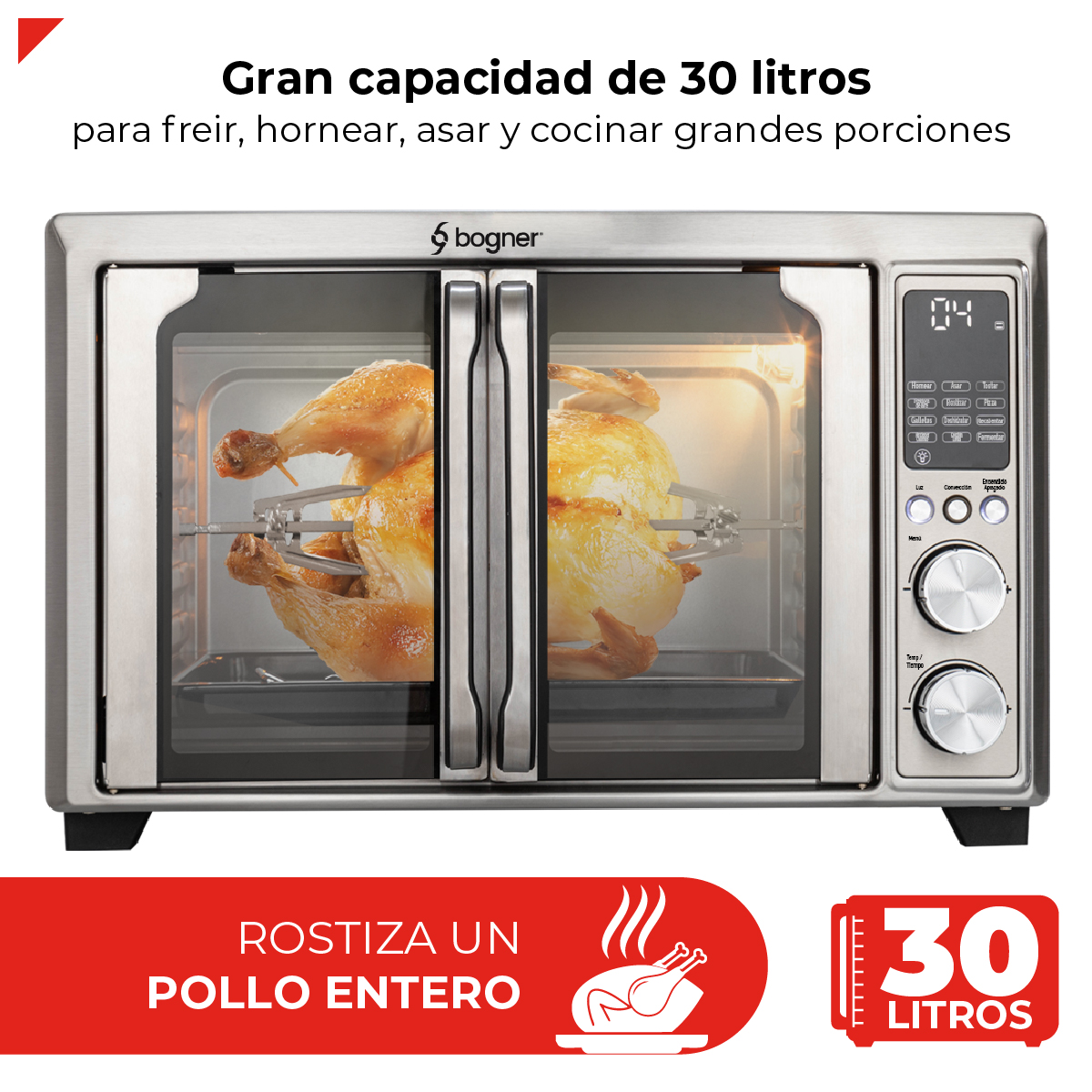 Foto 7 pulgar | Horno Freidora de Aire Bogner BAF300 Acero Inoxidable 30 l