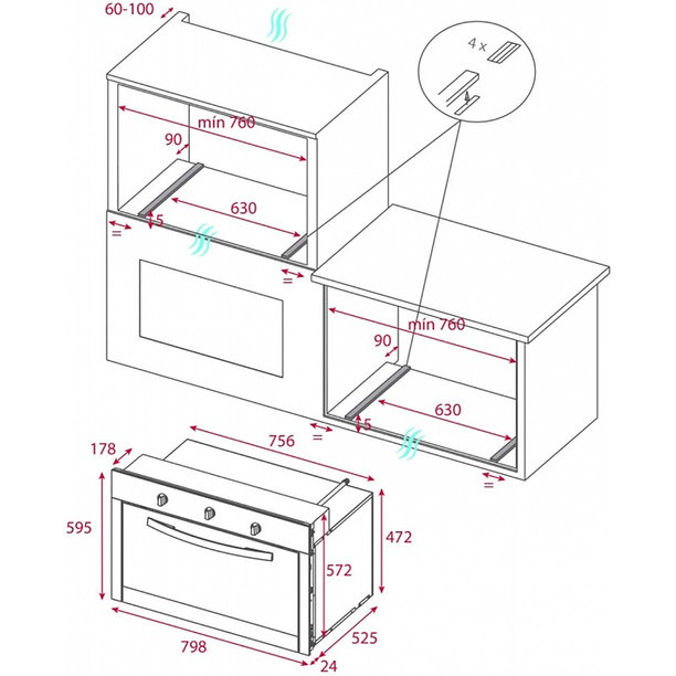 Foto 9 pulgar | Horno Eléctrico Empotre Teka HLF 8240 G BK de 80 cm (31") Cristal Negro