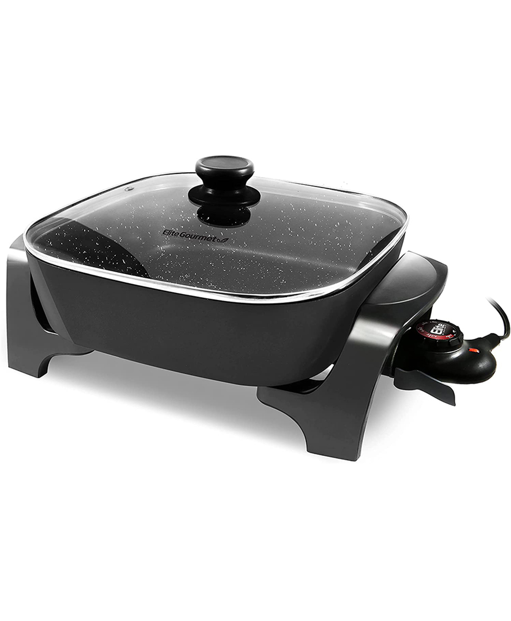 Sartén Eléctrica Elite Gourmet EG-6201 color Negro Tapa de Vidrio 7 L 120 Volts