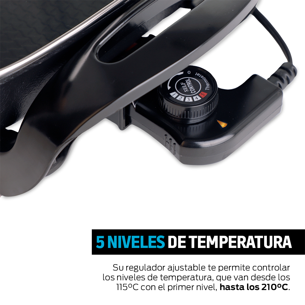 Foto 4 pulgar | Sartén Eléctrico Antiadherente 4.5 L Portátil con Tapa 5 Temperaturas Redlemon Negro 83446-bl