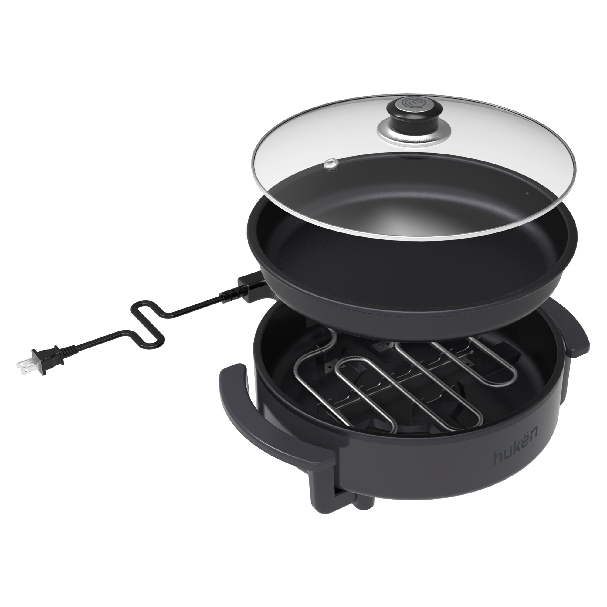 Foto 3 pulgar | Sartén Eléctrico Desmontable Masterchef By Hukën 2.5l Negro