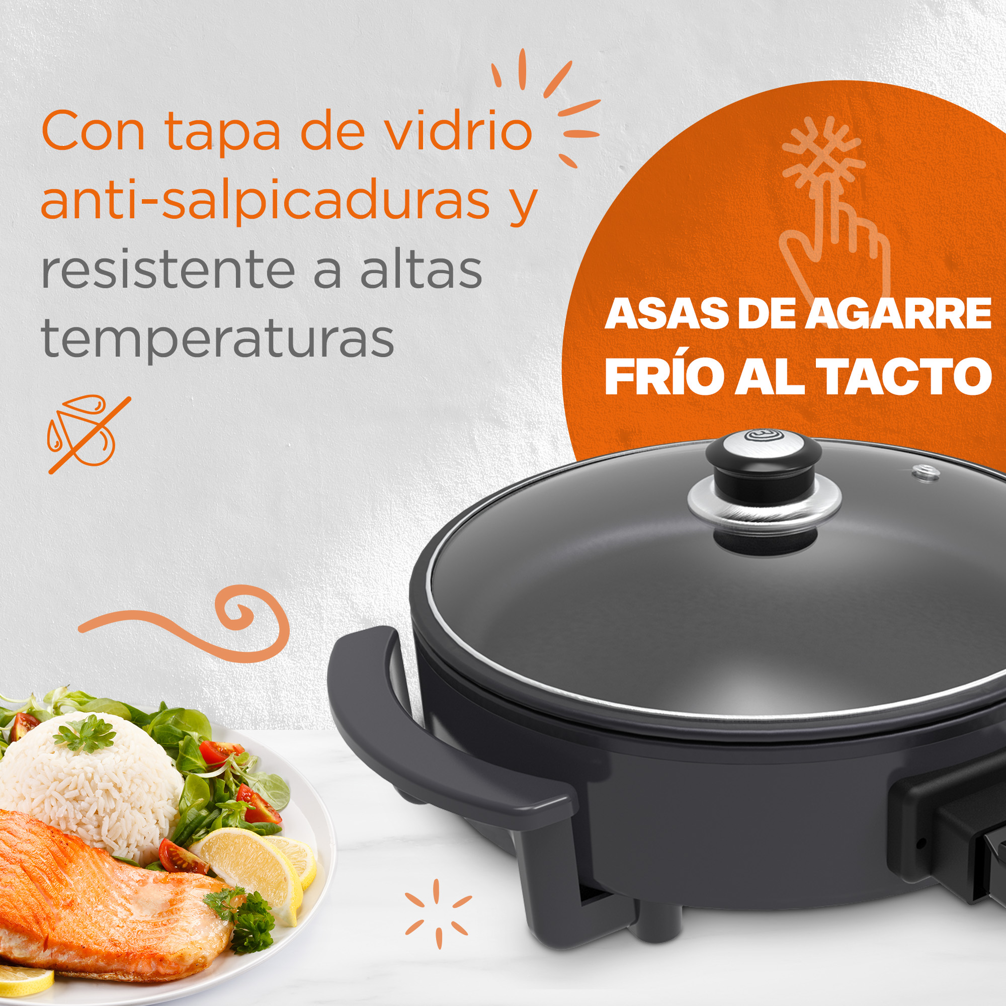 Foto 7 pulgar | Sartén Eléctrico Desmontable Masterchef By Hukën 2.5l Negro