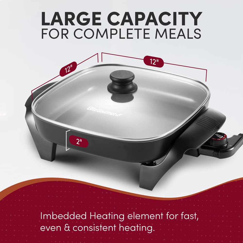 Foto 3 | Sartén Eléctrica Elite Gourmet Eg2212 Ceralast™ Sin Pfas - Venta Internacional.